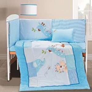 Beauty Home Комплект за бебешка кошара Great adventure Art 5105 Комплект 4 части Бяло,Синьо