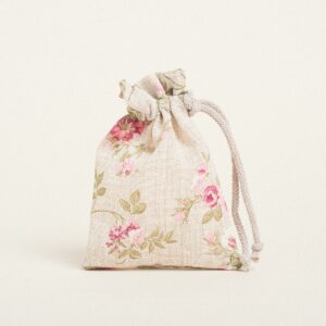 Beauty Home ТОРБИЧКА С ВРЪЗКА 12 x 17 cm ФЛОРАЛЕН ВИНТИДЖ БЕЖОВ ФОН