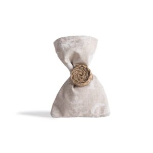 Beauty Home Текстилна торбичка с бяло цвете 12 x 17 cm