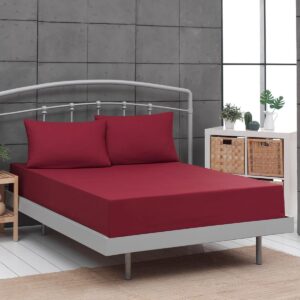 Beauty Home Единичен чаршаф едноцветен с ластик Art 1999 110x200+30 Бордо