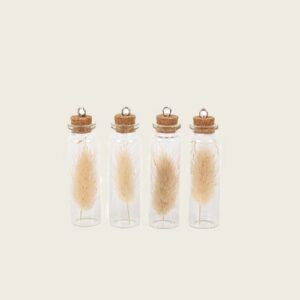 Beauty Home стъклен тубус с изсушени LAGURUS комплект 4 бр. екрю 8 x 2 cm