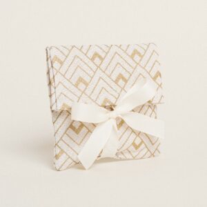 Beauty Home Пликче с панделка 12 x 17 cm Екрю Златни Кубчета
