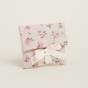 Beauty Home торбичка с панделка 12 x 17 cm мини флорална бежова