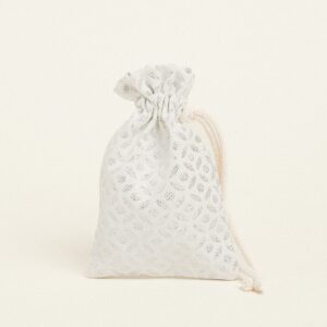 Beauty Home Торбичка с връзка 12 x 17 cm Жакард Екрю-Сребро