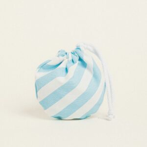 Beauty Home Торбичка Овална с връзка 13 x 14 cm Диагонална светлосиня ивица