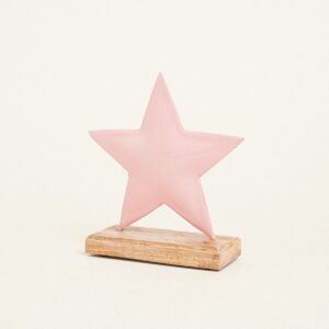 Beauty Home МЕТАЛНА ЗВЕЗДА С ОСНОВА 15 x 16 CM РОЗОВ