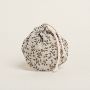 Beauty Home Торбичка Овална С връзка 13 x 14 cm Малки зелени листа