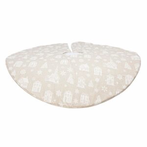 Beauty Home Пола за елха, бежов с бели къщички, 90cm