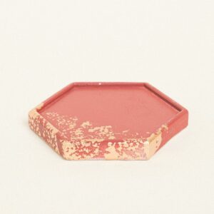 Beauty Home КЕРАМИЧНА МНОГОЪГЪЛНА ПОДЛОЖКА СЪС ЗЛАТНИ ДЕТАЙЛИ 9 x 10 X 1,2 cm БОРДО / ЗЛАТНО