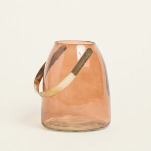 Beauty Home СТЪКЛЕН ФЕНЕР С МЕТАЛНА ДРЪЖКА 14 x 16,5 CM БЕЖОВ