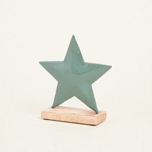 Beauty Home МЕТАЛНА ЗВЕЗДА С ОСНОВА 15 x 16 CM ХАКИ