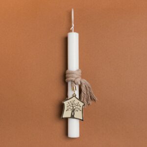 Beauty Home Великденска свещ 33cm Къща Емайл Мока В подаръчна опаковка
