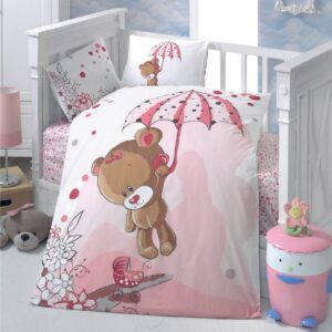 Beauty Home Комплект бебешко спално бельо 2бр заршафчета 100х150 + 1бр калъфка 35х45Art 5602 Розов