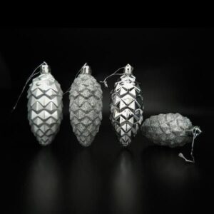 Beauty Home ШИШАРКИ ПЛАСТМАСОВИ, СРЕБЪРНИ, КОМПЛЕКТ 4БР, 9x4cm