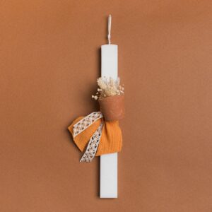 Beauty Home Свещ 33cm Кашпа с изсушени в цвят горчица в подаръчна опаковка