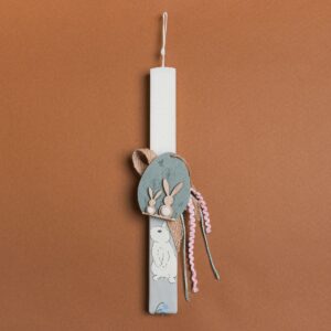 Beauty Home Великденска свещ Бяла 33cm Филцово яйце в подаръчна опаковка