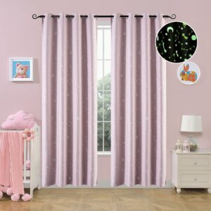 Beauty Home Завеса фосфоресцираща с 8 халки Art 6140 140x260 Розов