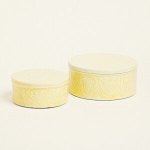 Beauty Home МЕТАЛНА КУТИЯ КОМПЛЕКТ 2 БР. ЖЪЛТ 20 x 10 cm 16 x 8 cm
