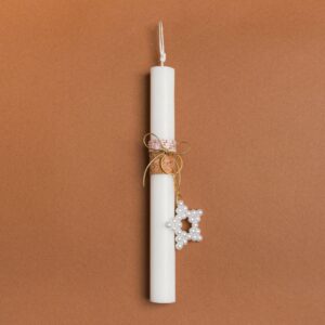 Beauty Home Свещ 25cm Ключодържател перла с панделка розов в подаръчна опаковка