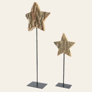 Beauty Home ДЪРВЕНИ ЗВЕЗДИ С ОСНОВА КОМПЛЕКТ 2 БР. 35 CM – 55 CM