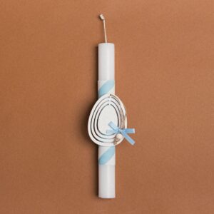 Beauty Home Великденска свещ 25cm Дървено яйце Бяло В подаръчна опаковка