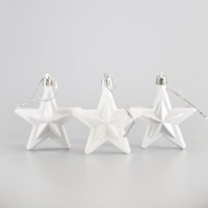 Beauty Home ПЛАСТМАСОВИ ЗВЕЗДИ, БЕЛИ, КОМПЛЕКТ 12 БР., 6,5cm