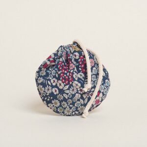 Beauty Home Торбичка Овална с връзка 13 x 14 cm Синя Флорална