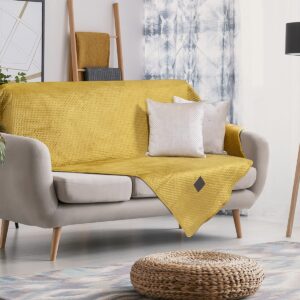 Beauty Home Покривало за диван двуместно Velvety Art 8412 180x250 Охра