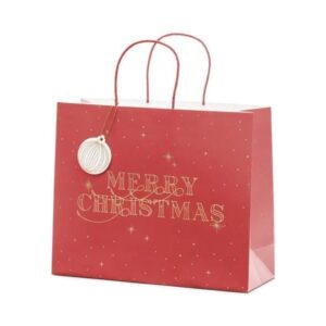 Beauty Home Хартиена чанта MERRY CHRISTMAS Червена 32.5×26.5×11.5cm