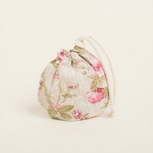 Beauty Home Торбичка Овална с връзка 13 x 14 cm Флорален Винтидж Бежов фон