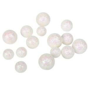Beauty Home 15 малки топки стиропор с брокат бели 1.5/2.5/3.5CM