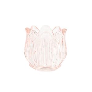 Beauty Home Стъклен свещник Цвете Розово 7 x 6,7 CM