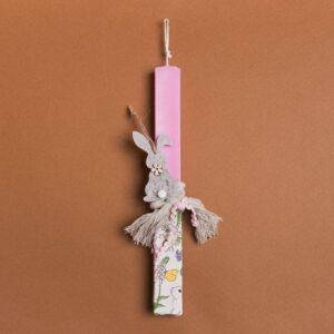 Beauty Home Великденска свещ РОЗОВА 33cm ФИЛЦОВ ЗАЕК В ПОДАРЪЧНА ОПАКОВКА