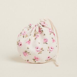 Beauty Home Торбичка Овална с връзка 13 x 14 cm Мини Флорална Екрю