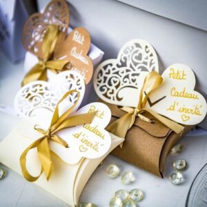 Beauty Home 10 хартиени кутийки цвят слонова кост със сатенена панделка 10×7,5×2,5cm