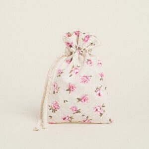 Beauty Home Торбичка с връзка 12 x 17 cm Мини флорален Екрю