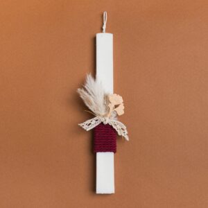 Beauty Home Свещ 33cm Дървен клон с изсушени Бордо в подаръчна опаковка