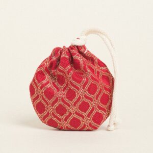 Beauty Home ТОРБИЧКА ОВАЛНА С ВРЪЗКА 13 x 14 cm ЖАКАРД ОРИЕНТАЛ ЧЕРВЕНО-ЗЛАТНО