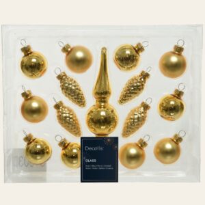 Beauty Home Стъклени златни орнаменти комплект 15 бр.