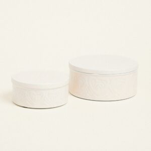 Beauty Home МЕТАЛНА КУТИЯ КОМПЛЕКТ 2 БР. ЕКРЮ 20 x 10 cm 16 x 8 cm