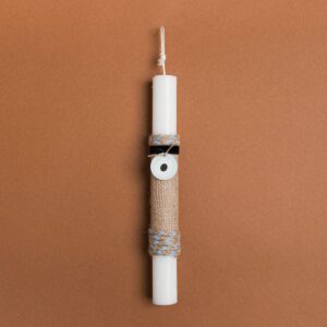 Beauty Home Великденска свещ 25cm дървено око небесносиньо в подаръчна опаковка