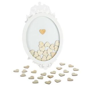 Beauty Home Рамка за пожелания 40 x 24 cm + 40 Дървени сърца 3.5 cm