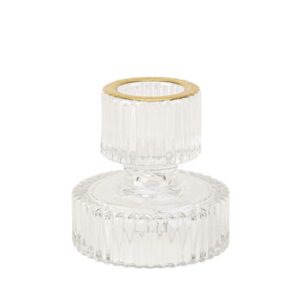 Beauty Home Свещник стъклен двустранен Mauro – Прозрачен 6 x 6cm