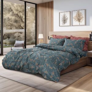 Beauty Home Комплект завивка за двойно легло Art 12217 Gemini 100% Памучен сатен 300tc 220x240 Кипарисово зелено