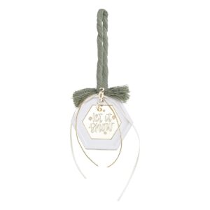 Beauty Home Висящ многоъгълен керамичен с Plexi LET IT SNOW, евкалиптово зелено