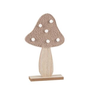 Beauty Home Гъба на основа, дърво с букле С пискюли, табако и бяло 30 x 18 cm