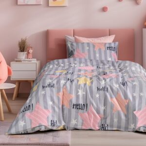 Beauty Home Комплект фланелен единичен плик за завивка Hi Art 6322 160x240 Сив, Розов