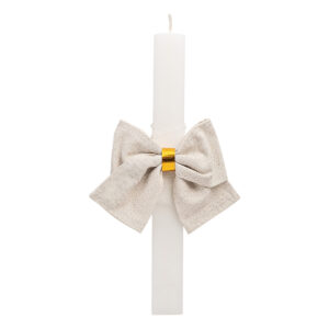 Beauty Home Бяла свещ 33cm Панделка екрю златна LUREX