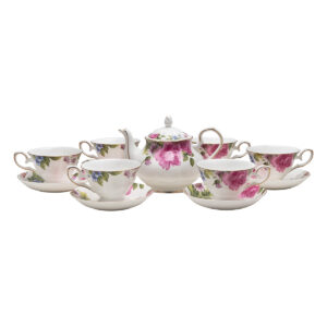 Beauty Home Порцеланов сервиз за чай 13 части Eternal Art 7711 Цветен дизайн