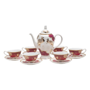 Beauty Home Комплект за чай порцеланов 13 части Eternal Art 7712 Бордо